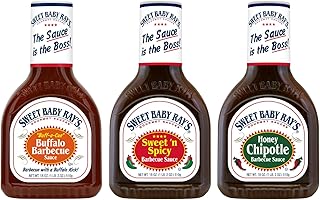 Sweet Baby Ray's Gourmet Barbecue Sauce Bundle – 1 Buff-a-Cue, 1 Sweet 'N Spicy, 1 Honey Chipotle. 3 CT (Variety Pack)