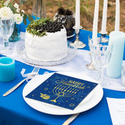 Honoson Hanukkah Napkins, 100 Count Paper Cocktail, Blue Gold