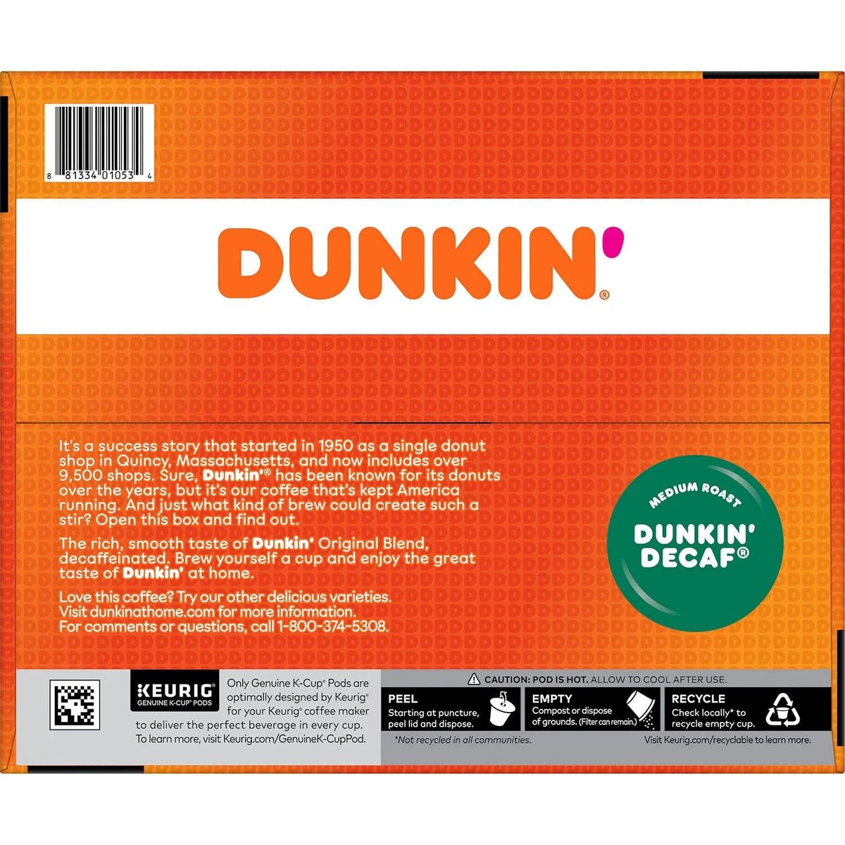 Dunkin' Unflavored / 54 Count (Pack of 1) / 1 Single-Serve Capsules & Pods