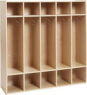 ECR4Kids Streamline 5-Section Coat Locker with Cubby Storage, Natural
