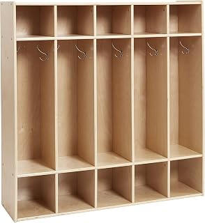 ECR4Kids Streamline 5-Section Coat Locker with Cubby Storage, Natural