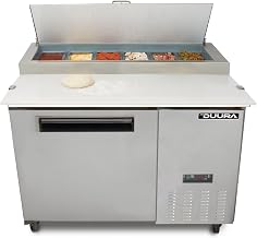 MAXX Cold MXCPP50HC Commercial Refrigerated Pizza Prep Station Stainless Steel Construction with 6 4-Inch Pans and Food Grade Cutting Board, 12-Cu.Ft., Metallic