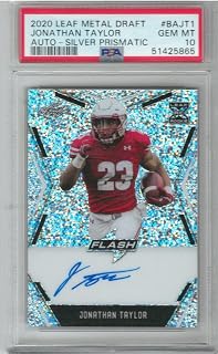 PSA Gem Mint 10 2020 Leaf Metal Draft Jonathan Taylor Silver Prismatic On Card Rookie Autograph