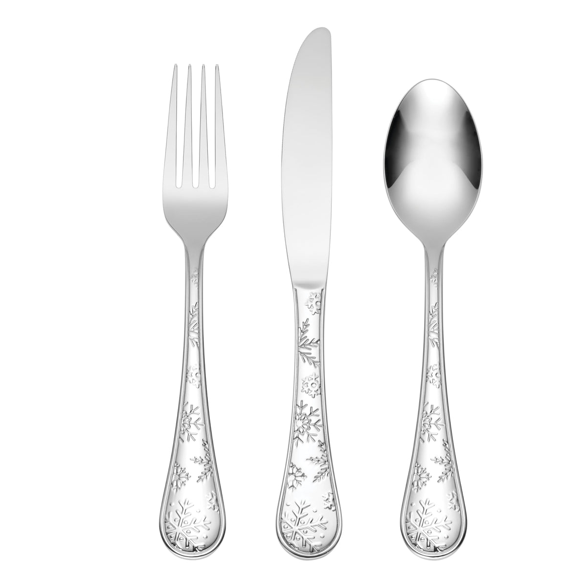 Snowflake Wishes 12-Piece Flatware Set by Oneida – 12 Count, Stainless Steel, Silver, Pack of 12, Model 897702