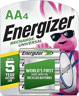 Rechargeable AA Batteries by Energizer – 4 count, Silver, Pack of 4, Model E001170607