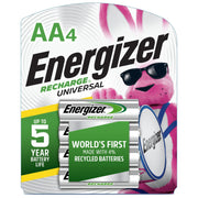 Rechargeable AA Batteries by Energizer – 4 count, Silver, Pack of 4, Model E001170607