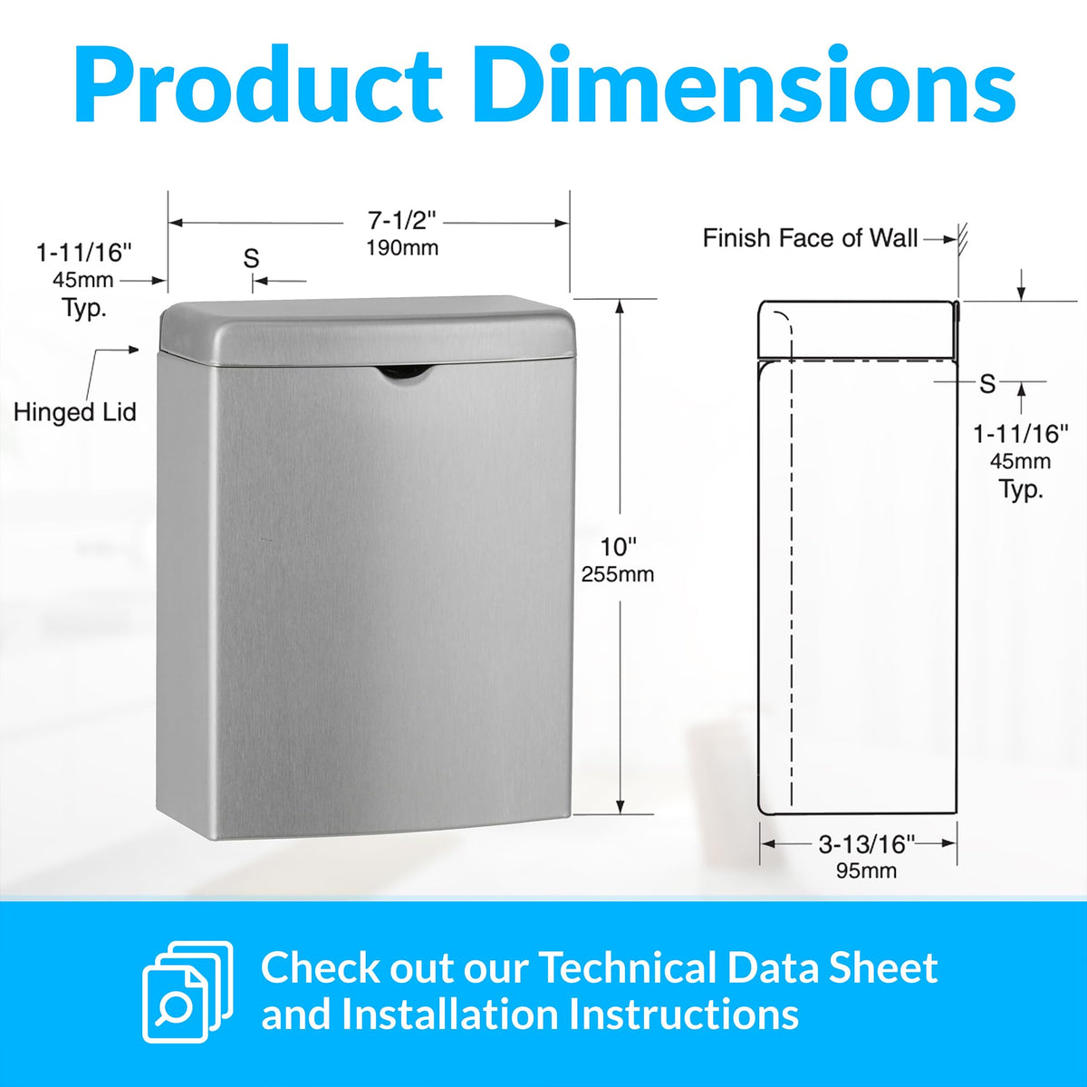 Bobrick Silver / 1 gallon / Flip Top + Kraft Liner Bag Categories