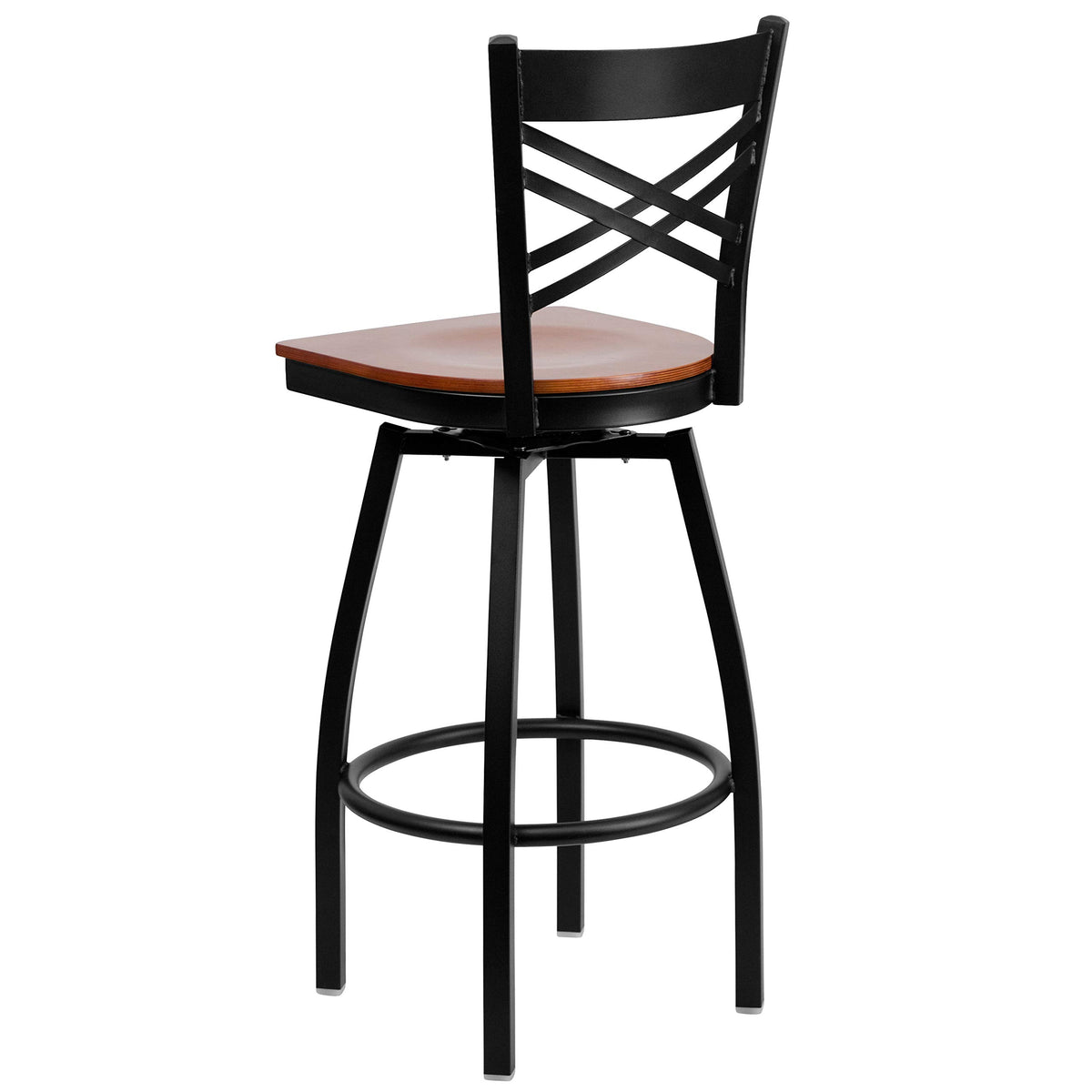 Flash Furniture Cherry Wood Seat/Black Metal Frame / 2 Pack / 1 Barstools