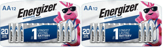AA Batteries by Energizer – 12 Count (Pack of 2), Lithium, فضي, Pack of 2, Model L91SBP-12
