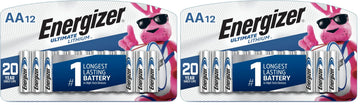 AA Batteries by Energizer – 12 Count (Pack of 2), Lithium, فضي, Pack of 2, Model L91SBP-12