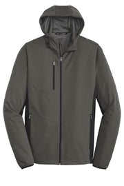 Active Hooded Soft Shell Jacket by Port Authority – Large, 100 % Polyester,Mesh, Grey Steel/ Deep Black, Model 1108014