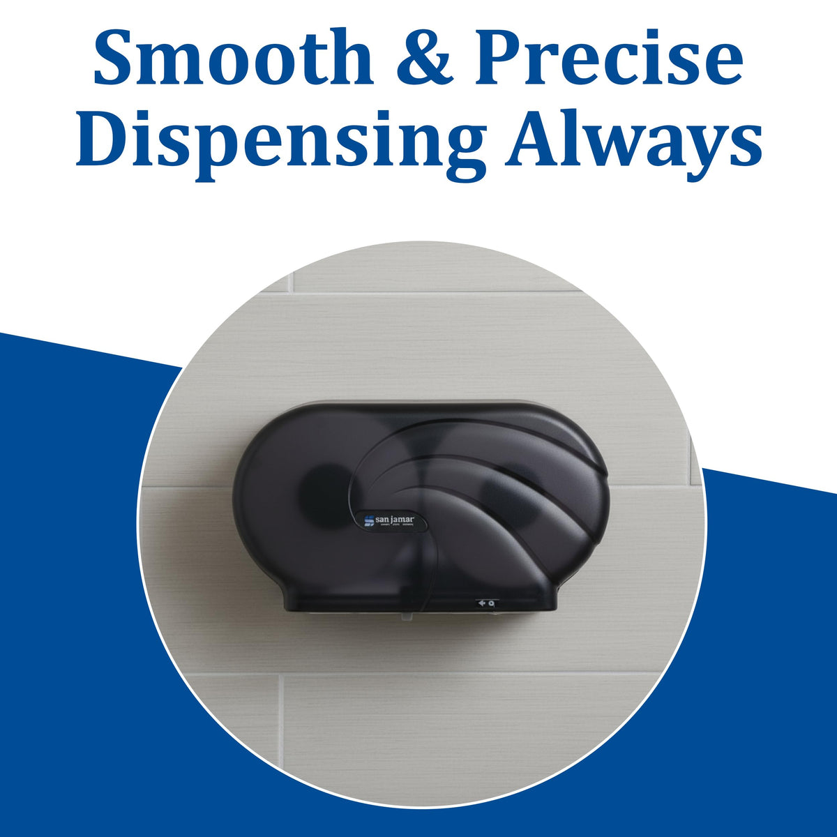 Twin 9" Bath Tissue Dispenser by San Jamar – 19 x 5 1/4 x 12, Plastic, Black Pearl, Model R4090TBK