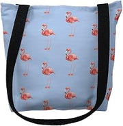Betsy Drake TY084BM 16 x 16 in. Flamingo Tiled Light Blue Background Tote Bag - Medium
