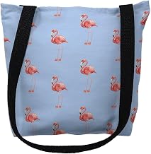Betsy Drake TY084BM 16 x 16 in. Flamingo Tiled Light Blue Background Tote Bag - Medium