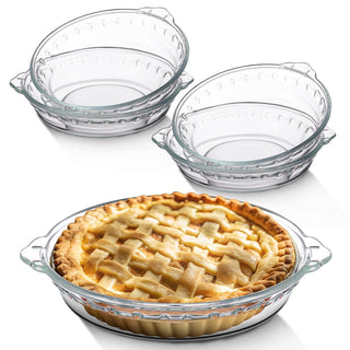 Uiifan Mini Glass Pie Pan, 6 Inch Clear Baking Dish with Handles, Set of 4