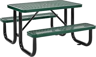 Global Industrial 4' Rectangular Expanded Metal Picnic Table, 48" L x 62" W, Green