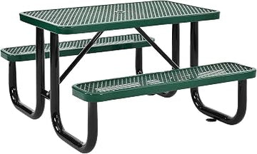 Global Industrial 4' Rectangular Expanded Metal Picnic Table, 48" L x 62" W, Green
