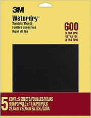 3M Wet or dry Sandpaper, 9 in. x 11 inch, 600 Grit, Ultra Fine, 5 Sheets/Pack