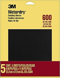 3M Wet or dry Sandpaper, 9 in. x 11 inch, 600 Grit, Ultra Fine, 5 Sheets/Pack