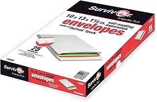 Quality Park Tyvek Envelopes, 25 Pack, Large 10 x 13 Mailers, 2 Inch Expansion, Rip, Puncture & Water Resistant Self Sealing Mailing Bags for Lightweight Shipping, White