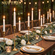 Nuptio Candlestick Holders Set, Gold Metal, 6 Piece Assorted Heights