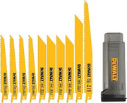 DEWALT Reciprocating Saw Blades, 10 Piece Bi-Metal Combination Set with Case, Various Sizes 6 In to 9 In, Longer Life (DW4898)