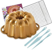 Nordic Ware Original Bundt Cake Pan - Finishing Tool & Cooling Rack Set