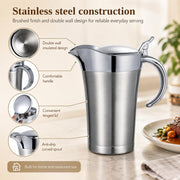 Nimbloom Insulated Gravy Boat, 27 oz Double Wall Stainless Steel, Silver 2 Pack