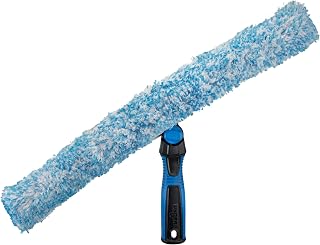 UNGER Professional Connect and Clean 18" Swivel Window Scrubber Washer for Glass Surface Cleaning, Commercial and Residential Use, Microfiber Sleeve with Scrub Zone, Pivoting Head Scrubbing Tool