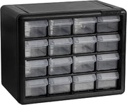 Akro-Mils 16-Drawer Plastic Storage Cabinet, 10.5"W x 6.5"D x 8.5"H, Black