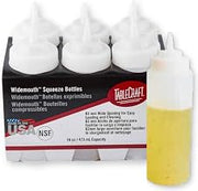 Tablecraft C11663C Widemouth Squeeze Bottles, 16 Ounces, White, Polyethylene, Pack of 6, Large 63mm Opening for Easy Filling, Standard Cone Tip, Dishwasher Safe, NSF Approved, Made in USA