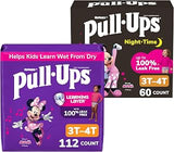 Pull-Ups Day and Night Bundle: Training Pants for Girls, Size 3T-4T (32-40 lbs), 112 Count (4 Packs of 28) & Night-Time Training Pants for Girls, Size 3T-4T (32-40 lbs), 60 Count