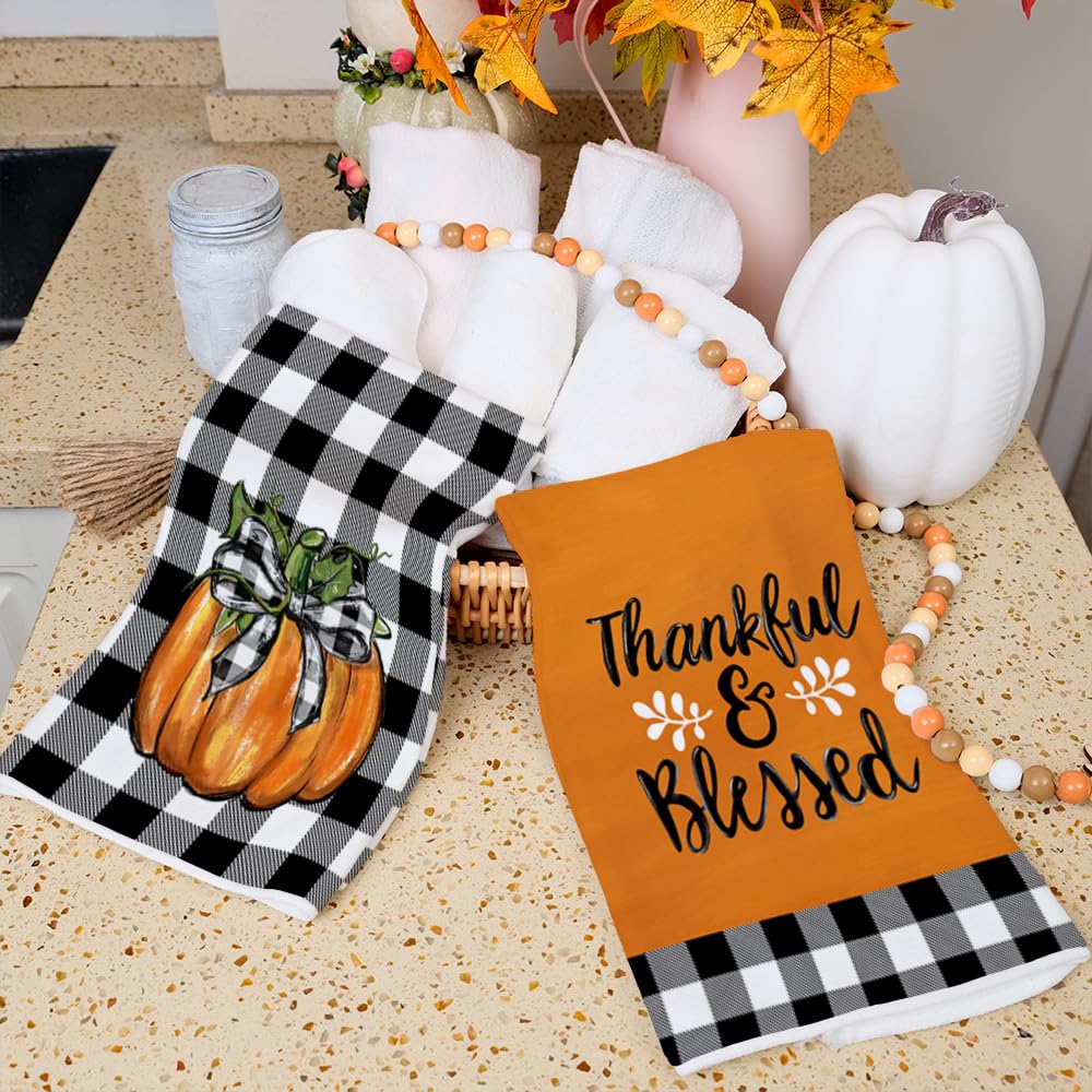 Arkeny Pumpkin Fall Kitchen Towels, 18x26 Inch, Set of 4