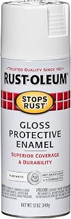 Rust-Oleum Stops Rust Spray Paint, Gloss Pure White | Rust Resistant, Indoor and Outdoor, Beautiful Finish on Metal, Wood and More, Sprays from Any Angle, 12 oz