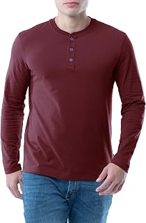 Men's Long Sleeve Soft Washed Cotton Henley T-Shirt