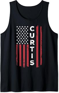 Mens Curtis USA Flag American Flag Patriotic Tank Top