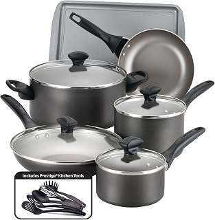 Farberware Nonstick Cookware Pots and Pans Set, 15-Piece, Cooking Utensils