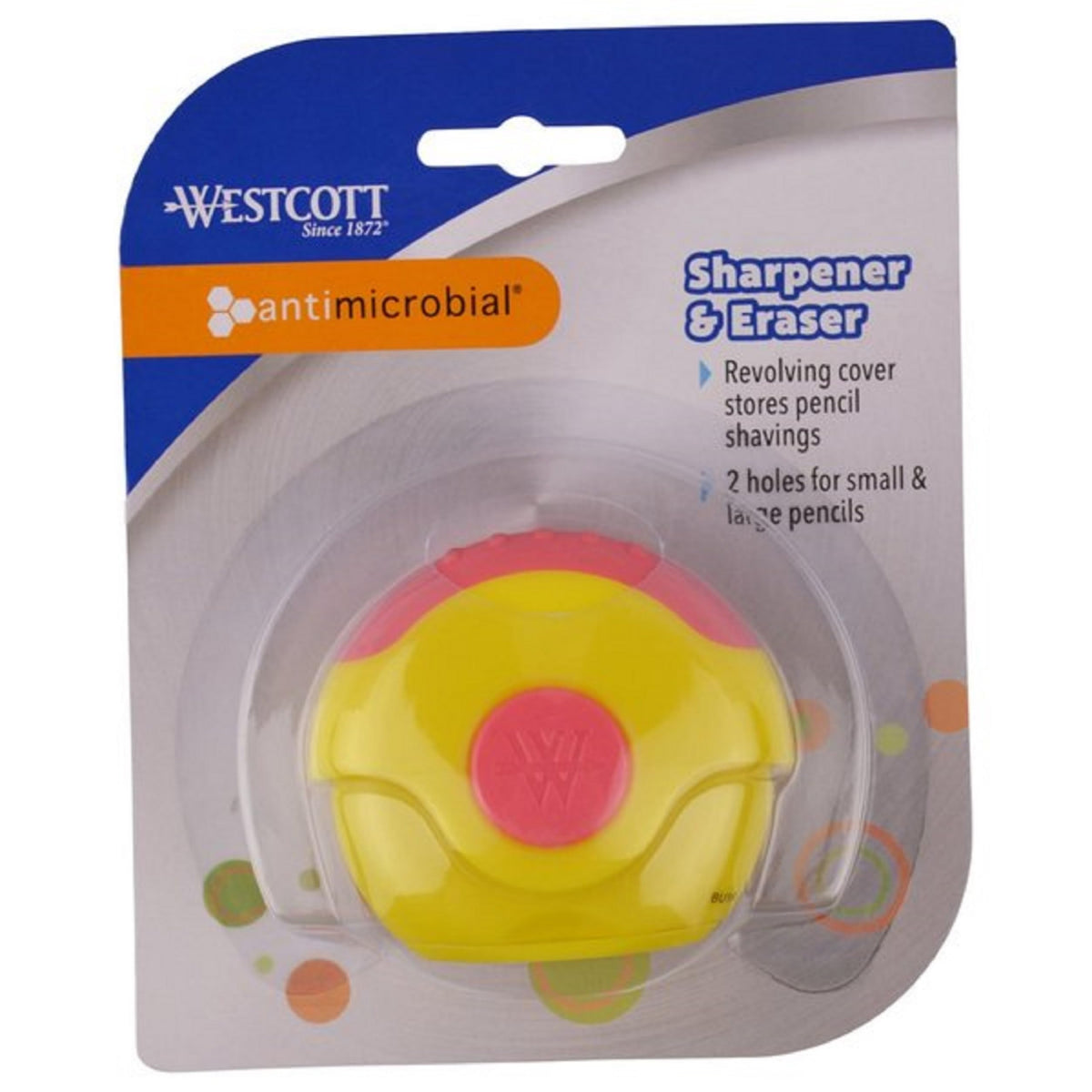 Kids Pencil Sharpener/Eraser by Westcott – True, Plastic, Assorted, Model 14393