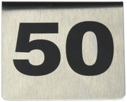 Number Tents by Tablecraft – 1 50, Stainless Steel, Silver, Model T150