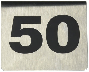Number Tents by Tablecraft – 1 50, Stainless Steel, Silver, Model T150