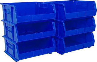 Akro-Mils 30250 AkroBins Plastic Storage Bins, 15"x16"x7", Blue, 6-Pack