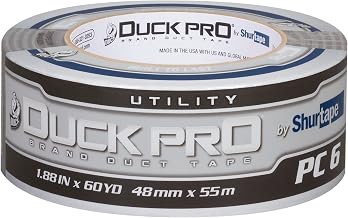 Duck Pro by Shurtape Utility Grade, Co-Extruded Cloth Duct Tape for Packaging, Sealing, Waterproofing, 48mm x 60yd, 6.0 mil, Silver, 1 Roll (105449)