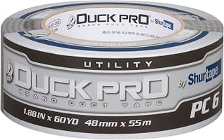 Duck Pro by Shurtape Utility Grade, Co-Extruded Cloth Duct Tape for Packaging, Sealing, Waterproofing, 48mm x 60yd, 6.0 mil, Silver, 1 Roll (105449)