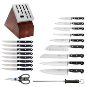 Classic Precision 20-pc Self-Sharpening Knife Block Set by HENCKELS – 20-pc, ZWILLING Carbon No Stain Steel, Brown, Pack of 20, Model 1025288
