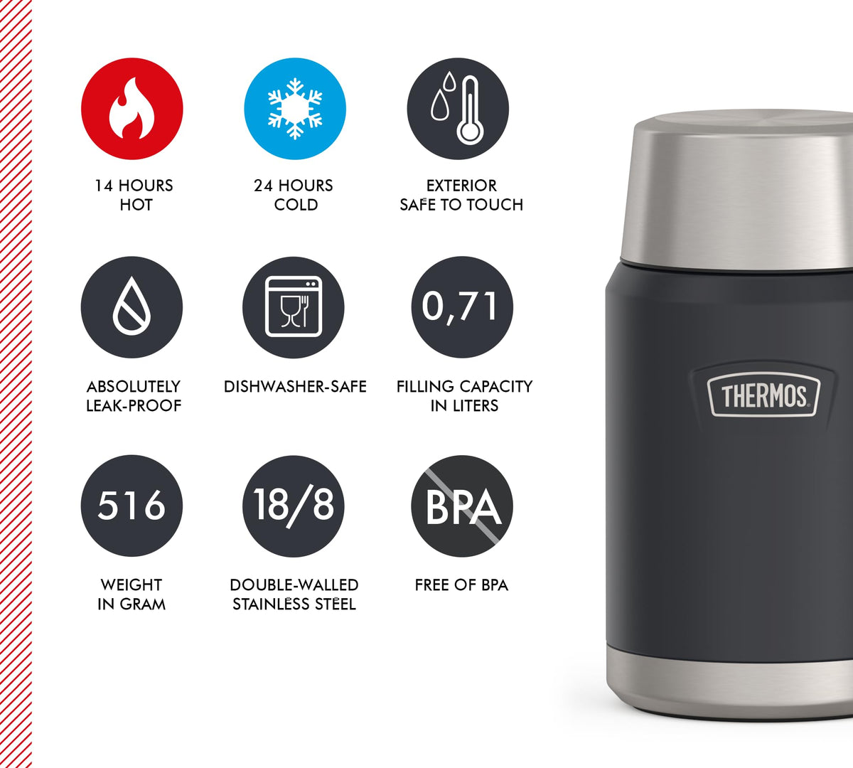 THERMOS Graphite Mat / 710 ml / 710.0 milliliters Insulated Food Jars