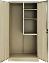 Janitorial Cabinet with Locking Recessed Handle by Global Industrial – 36 inches x 18 inches x 72 inches, Alloy Steel, Tan, Model 269902TN