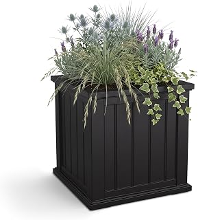 Mayne Seabrook 20in Self-Watering Square Planter, Black | Self-watering, All season, Fade resistant, Double-wall design, 15-year warranty