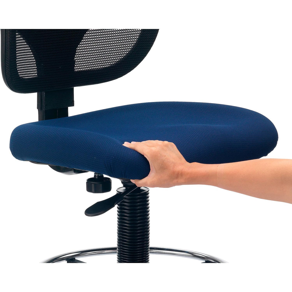 Armless Mesh Drafting Stool by Global Industrial – Plastic, Blue, Model A2813TMIX-BL