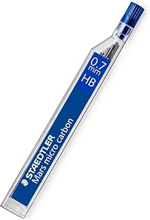 STAEDTLER Micro Mars Carbon Mechanical Pencil Lead, 0.7 mm, HB, 60 mm x 12 Leads (250 07-HB)