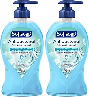 Softsoap Antibacterial Liquid Hand Soap Pump, Clean & Protect, Cool Splash - 11.25 Fl. Oz (Pack of 2)